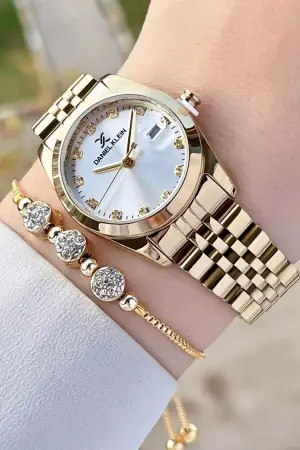 Daniel Klein DKISTE1252 Gold Renk Hediye Paketli Kadın Kol Saati ve Bileklik