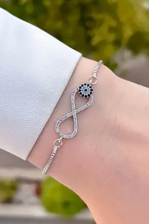 Gümüş Renk Sonsuzluk Hediye Paketli Bileklik