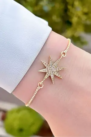 Gold Renk Yıldız Hediye Paketli Bileklik