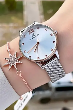 Daniel Klein DKISTE1327 Rose Gümüş Renk Hediye Paketli Kadın Kol Saati ve Bileklik