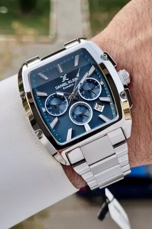 Daniel Klein DKISTE1293 Kadranı Lacivert Kordonu Gümüş Renk İç Göstergeleri Aktif Hediye Paketli Erkek Kol Saati