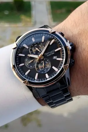 Ferrucci FCISTE297 Rose Siyah Renk İç Göstergeleri Aktif Hediye Paketli Erkek Kol Saati