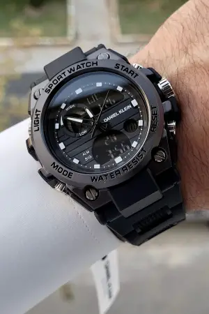 Daniel Klein DKISTE1304 Rakamları Beyaz Kordonu Siyah Renk Analog Dijital Hediye Paketli Erkek Kol Saati