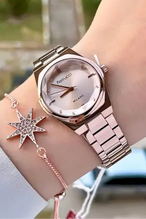 Ferrucci FCISTE305 Rose Renk Hediye Paketli Kadın Kol Saati ve Bileklik