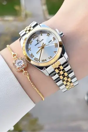 Daniel Klein DK1ISTE140 Gold Gümüş Renk Hediye Paketli Kadın Kol Saati ve Bileklik