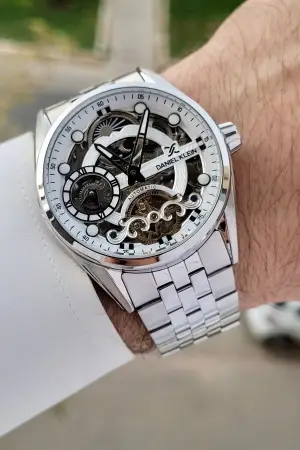 Daniel Klein DKISTE1417 Gümüş Renk Otomatik Fonksiyonlu Fosforlu Erkek Kol Saati