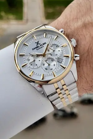 Daniel Klein DKISTE1431 Gold Gümüş Renk Göstergeli Erkek Kol Saati