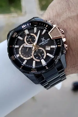 Daniel Klein DKISTE1439 Yazıları Rose Kordonu Siyah Renk Göstergeli Erkek Kol Saati