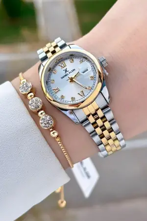 Daniel Klein DKISTE1492 Gold Gümüş Renk Kadın Kol Saati ve Bileklik