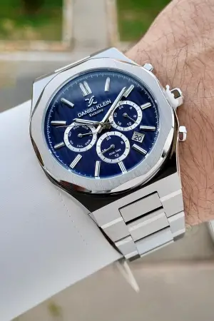 Daniel Klein DKISTE1455 Kadranı Lacivert Kordonu Gümüş Renk İç Göstergeleri Aktif Klipsli Erkek Kol Saati