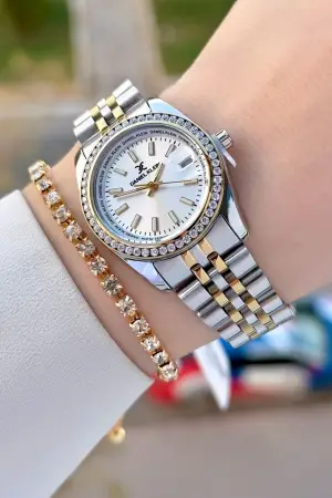 Daniel Klein DKISTE1498 Gold Gümüş Renk Kadın Kol Saati ve Bileklik