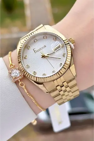 Freelook FLISTE43 Gold Renk Kadın Kol Saati ve Bileklik