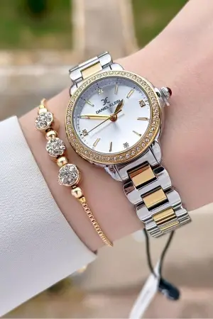Daniel Klein DKISTE1506 Gold Gümüş Renk Kadın Kol Saati ve Bileklik