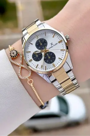 Daniel Klein DKISTE1512 Gold Gümüş Renk Kadın Kol Saati ve Bileklik