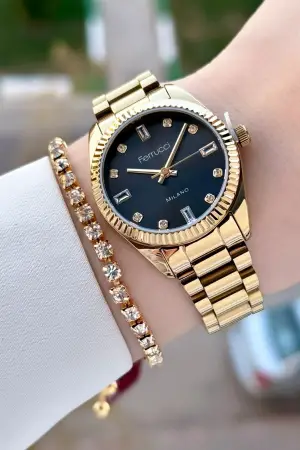 Ferrucci FCISTE330 Gold Renk 31 mm Kadın Kol Saati ve Bileklik