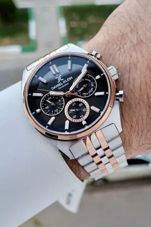 Daniel Klein DKISTE1448 Kadranı Siyah Kordonu Rose Gümüş Renk 43 mm Erkek Kol Saati