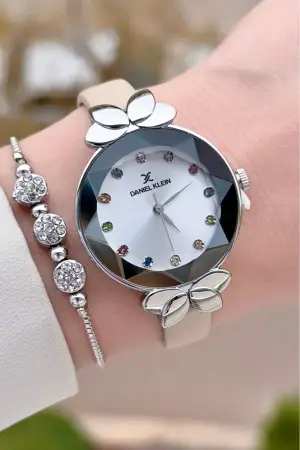 Daniel Klein DKISTE1535 Kasası Gümüş Kordonu Bej Renk Kadın Kol Saati Ve Bileklik