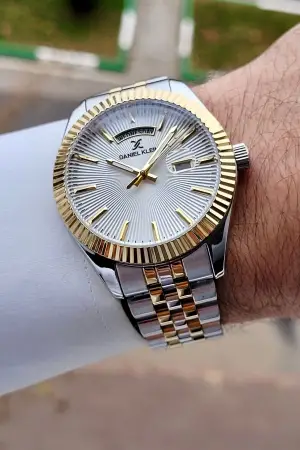 Gold Gümüş Renk 42 mm Fonksiyonlu Erkek Kol Saati