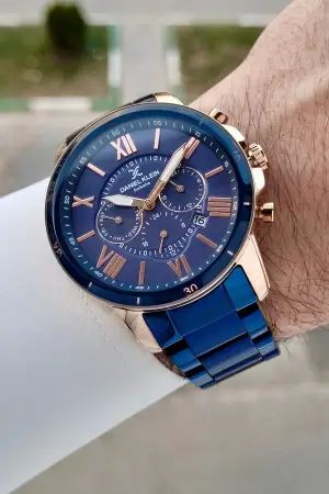 Daniel Klein DKISTE1570 Kasası Rose Kordonu Lacivert Renk 45 mm Erkek Kol Saati