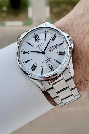 Casio CSISTE218 Casio Rakamları Mavi Kordonu Gümüş Renk Erkek Kol Saati