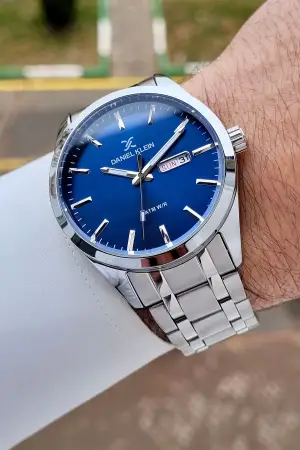 Daniel Klein DKISTE1578 Kadranı Lacivert Kordonu Gümüş Renk 43 mm Erkek Kol Saati