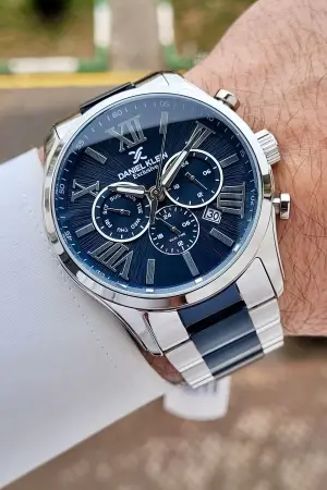 Daniel Klein DKISTE1598 Lacivert Gümüş Renk 45 mm Erkek Kol Saati