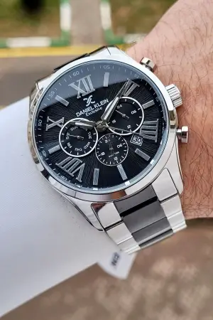 Daniel Klein DKISTE1599 Siyah Gümüş Renk 45 mm Erkek Kol Saati