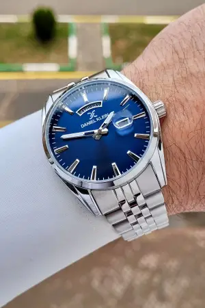 Daniel Klein DKISTE1585 Kadranı Lacivert Kordonu Gümüş Renk 42 mm Erkek Kol Saati