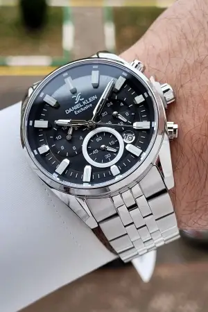 Daniel Klein DKISTE1552 Kadranı Siyah Kordonu Gümüş Renk 43 mm Erkek Kol Saati