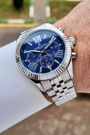 Daniel Klein DKISTE1601 Kadranı Lacivert Kordonu Gümüş Renk 42 mmErkek Kol Saati