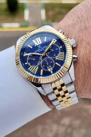 Daniel Klein DKISTE1603 Kadranı Lacivert Kordonu Gold Gümüş Renk 42 mm Erkek Kol Saati