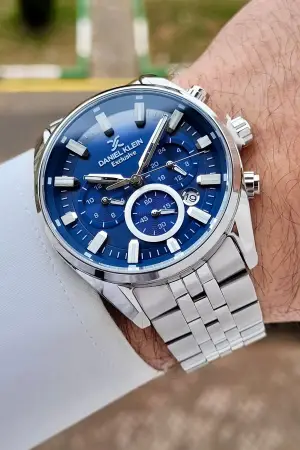 Daniel Klein DKISTE1553 Kadranı Lacivert Kordonu Gümüş Renk 43 mm Erkek Kol Saati