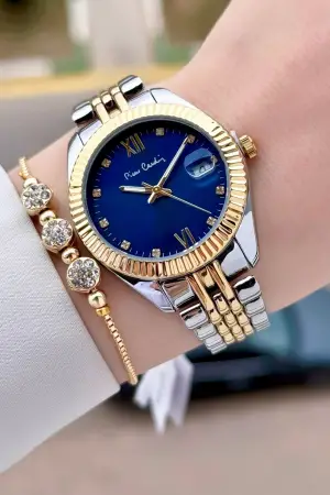 Pierre Cardin PCISTE26 Kadranı Lacivert  Kordonu Gold Gümüş Renk 34 mm Kadın Kol Saati