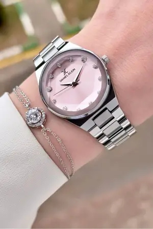 Daniel Klein DKISTE1560 Kadranı Pembe Kordonu Gümüş Renk Kadın Kol Saati ve Bileklik