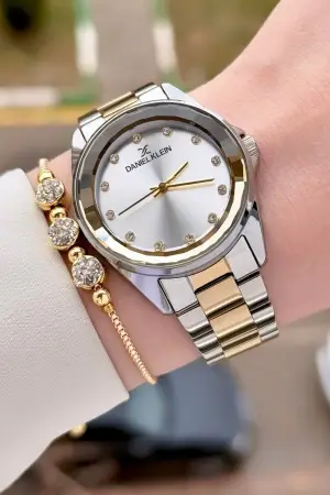 Daniel Klein DKISTE1567 Gold Gümüş Renk Kadın Kol Saati ve Bileklik