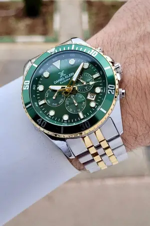 Kadranı Yeşil Kordonu Gold Gümüş Renk 45 mm Erkek Kol Saati