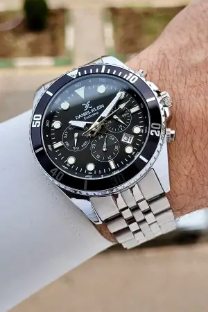 Kadranı Siyah Kordonu Gümüş Renk 45 mm Erkek Kol Saati