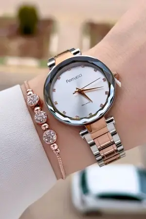 Rose Gümüş Renk 33 mm Kadın Kol Saati ve Bileklik