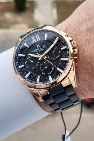 Kasası Rose Kordonu Siyah 44 Mm Fonksiyonlu Erkek Kol Saati