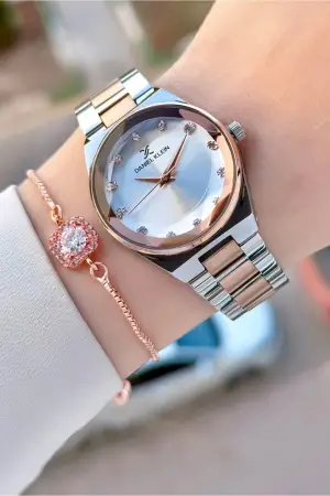 Rose Gümüş Renk Kadın Kol Saati Ve Bielklik