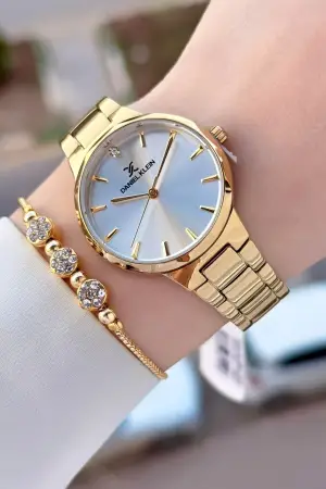 Gold Renk Kadın Kol Saati Bileklik