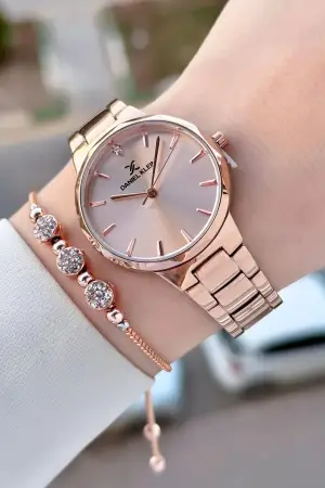 Rose Renk Kadın Kol Saati Bileklik