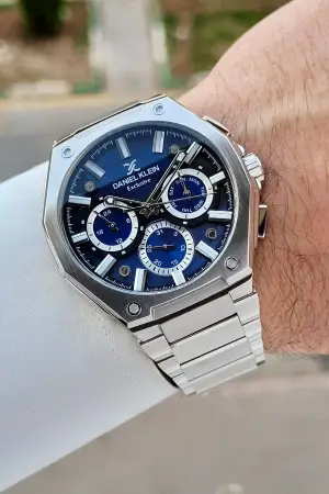 Kadranı Lacivert Kordonu Gümüş Renk Hediye Paketli Iç Göstergeleri Aktif Erkek Kol Saati