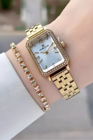 Gold Renk Kadın Kol Saati Ve Bileklik