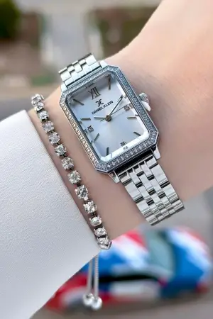 Gümüş Renk Kadın Kol Saati Ve Bileklik