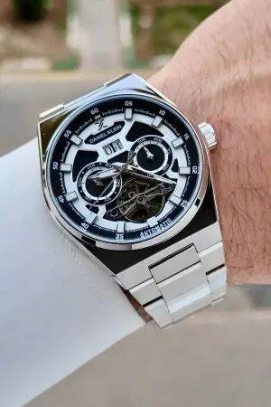 Gümüş Renk Göstergeleri Aktif Otomatik Erkek Kol Saati