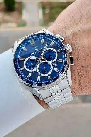 Kadranı Lacivert Kordonu Gümüş Renk Göstergeleri Aktif Erkek Kol Saati