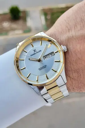 Gold Gümüş Renk Takvim Ve Gün Fonksiyonlu 44 Mm Erkek Kol Saati