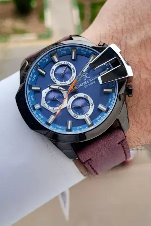 Kadranı Mavi Kordonu Kahverengi Renk Iç Göstergeleri Aktif Erkek Kol Saati