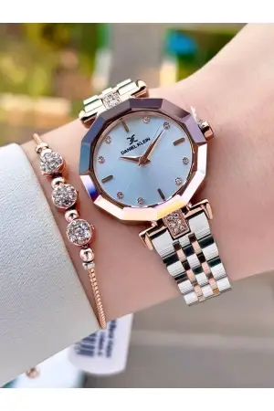 Rose Gümüş Renk Kadın Kol Saati ve Bileklik